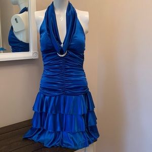 My Michelle Royal Blue Halter Style Dress • Size Small